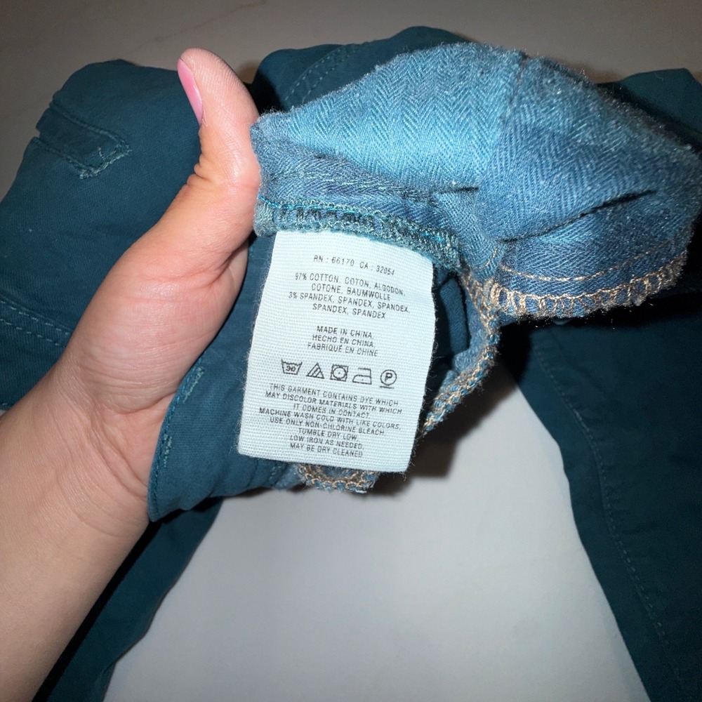 Pilcro and the Letterpress Stet Slim Straight Teal Pants Size 26 - Picture 5 of 5